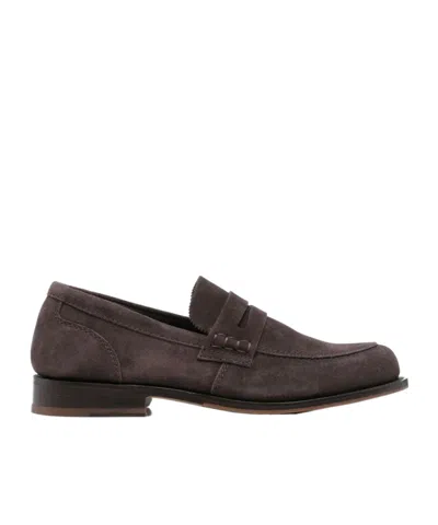 Tricker's Almond Toe Penny Strap Suede Loafers In Multi