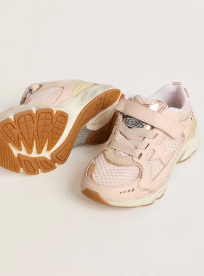 Golden Goose Girl's Lightstar Net Mixed Leather Runner Sneakers, Baby/toddler In Pink