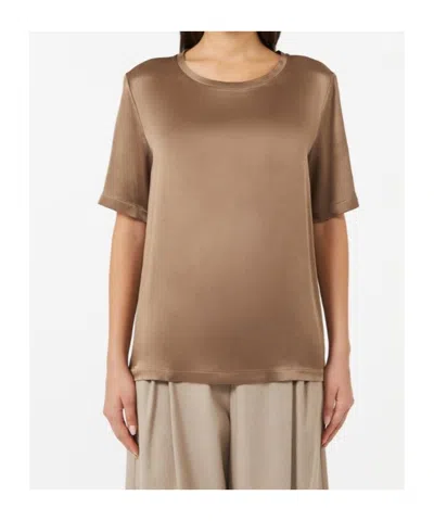 Max Mara Viscose Satin T-shirt In Brown