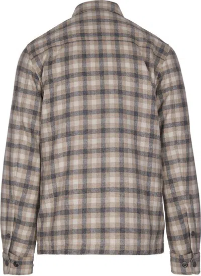 Woolrich Plaid Pattern Collared Jacket Chest Pockets In Brown