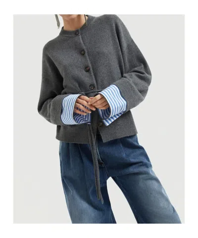 Brunello Cucinelli Button-fastening Tie-waist Cardigan In Gray