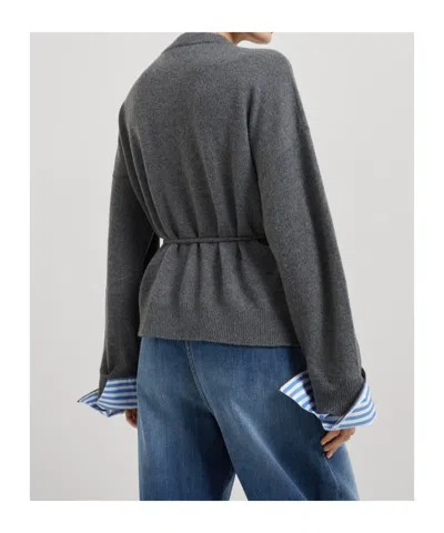 Brunello Cucinelli Button-fastening Tie-waist Cardigan In Gray