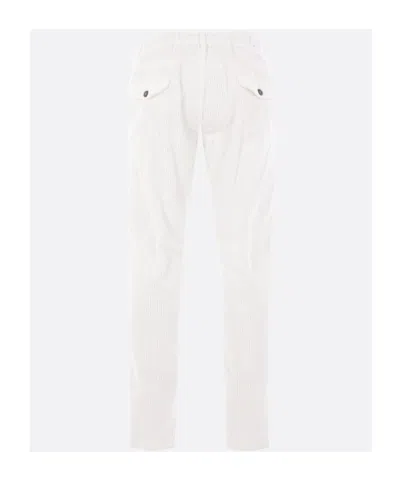Eleventy Men White Pants With Elastic Drawstring Waist And Tapered Leg In Cotton Blend Stretch Woman In White