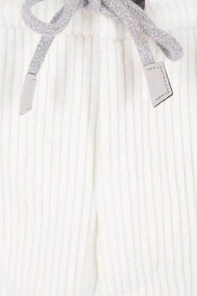 Eleventy Men White Pants With Elastic Drawstring Waist And Tapered Leg In Cotton Blend Stretch Woman In White