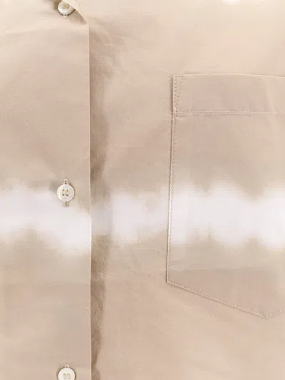 Aspesi Cotton Shirt With Printed Tie-dye Pattern In Brown