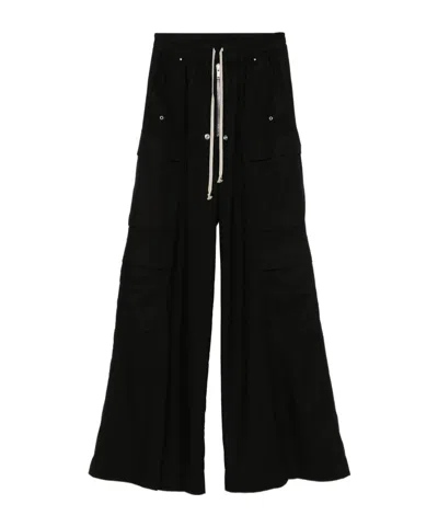 Rick Owens Porterville Wool Cargo Pants With Extra Wide Leg In Black