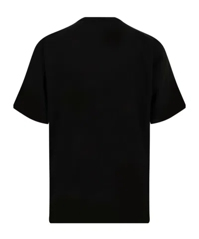 Sacai Crewneck T-shirt With Nylon Inserts In Black
