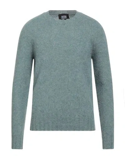 Alpha Studio Man Sweater Deep Teal Size 42 Wool In Green