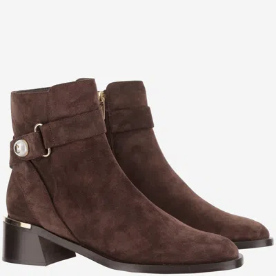 Jimmy Choo Noor 45 Suede Boots In Brown