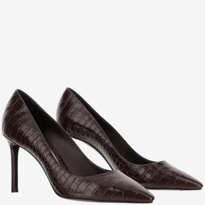 Jimmy Choo 85mm Romy Pointed-toe Pumps With Crocodile-effect In Brown