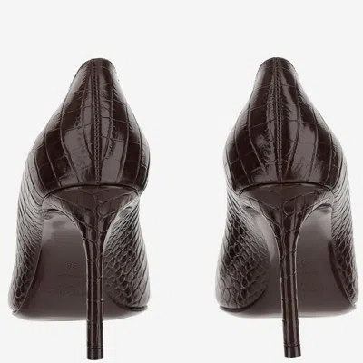 Jimmy Choo 85mm Romy Pointed-toe Pumps With Crocodile-effect In Brown