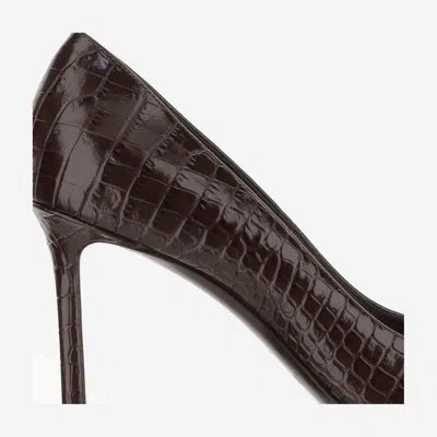 Jimmy Choo 85mm Romy Pointed-toe Pumps With Crocodile-effect In Brown