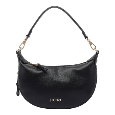 Liu •jo Logo Zip Shoulder Bag In Black