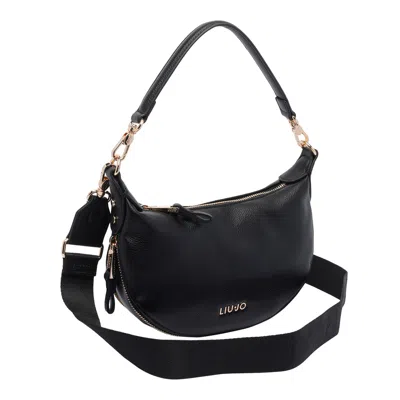 Liu •jo Logo Zip Shoulder Bag In Black