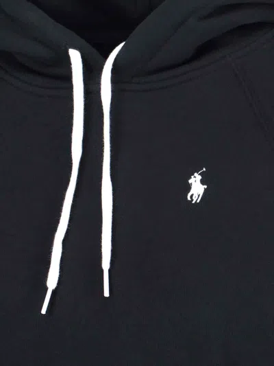 Polo Ralph Lauren Black Hoodie With Drawstring Hood And Pony Embroidery On The Front In Cotton Blend Woman In Black