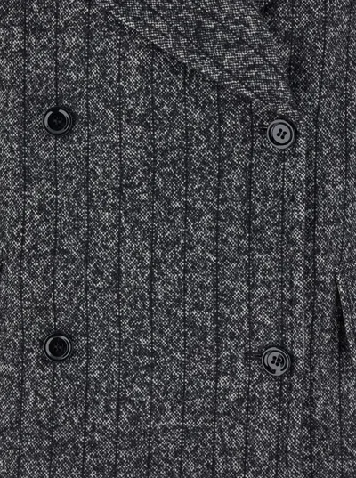 Dolce & Gabbana Striped Double-breasted Jacket In Gray
