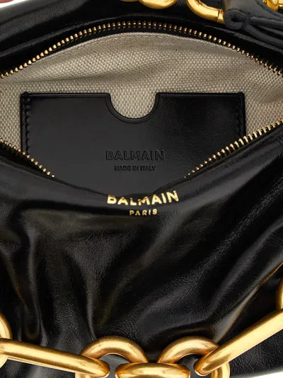 Balmain Sync Black Mini Handbag With Chain-link And Logo Plaque In Leather Woman In Black