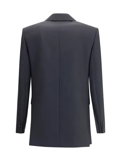 Saint Laurent Double-breasted Jacket In Wool In Blue