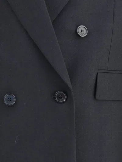 Saint Laurent Double-breasted Jacket In Wool In Blue