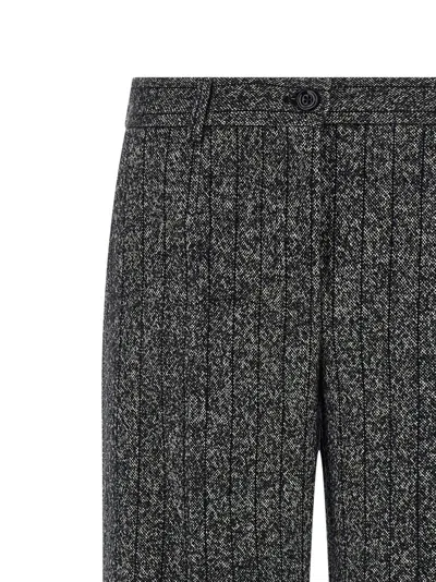 Dolce & Gabbana Wool Trousers With Textured Fabric And Pockets In Black