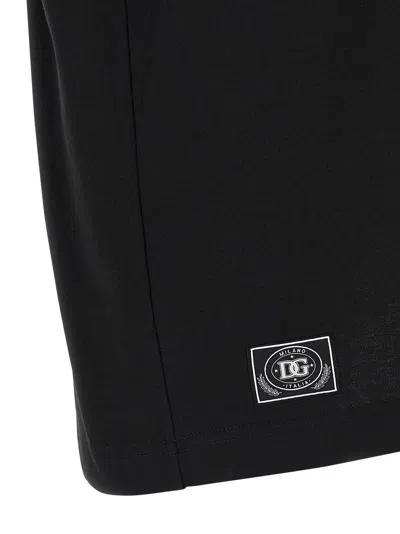 Dolce & Gabbana Men Cotton T-shirt With Embossed Logo Embroidery In Black