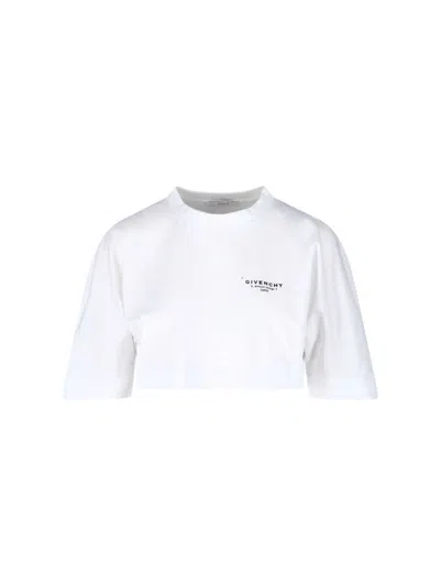 Givenchy Cropped Fit T-shirt In Cotton With Stamp Print Clothing In White