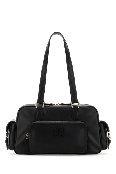 Miu Miu Leather Shoulder Bag Double Handles In Black