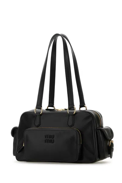 Miu Miu Leather Shoulder Bag Double Handles In Black