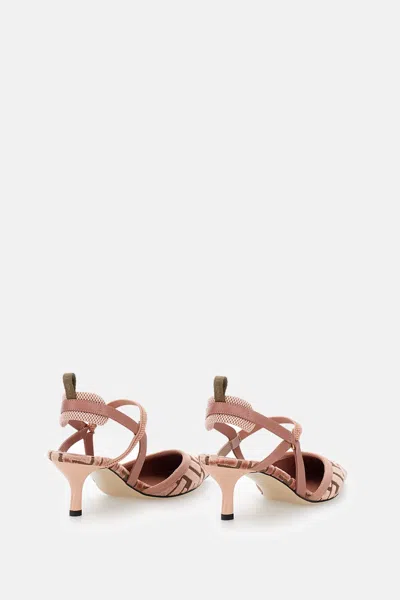 Fendi Pink Ff Velvet Colibrì Lite Slingback In Pink