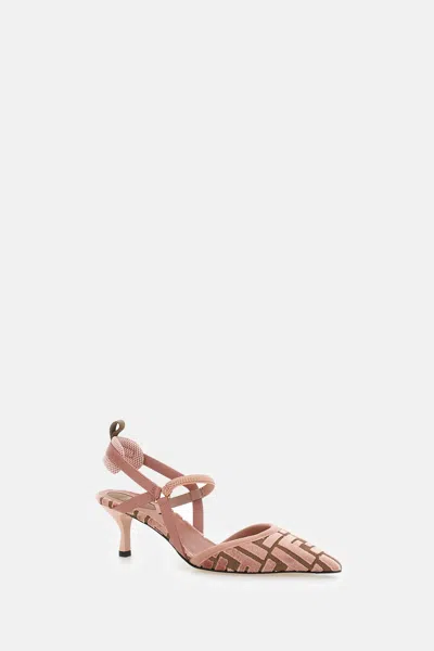 Fendi Pink Ff Velvet Colibrì Lite Slingback In Pink