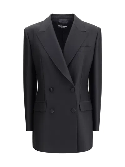 Dolce & Gabbana Double-breasted Oversized Tuxedo Blazer In Black