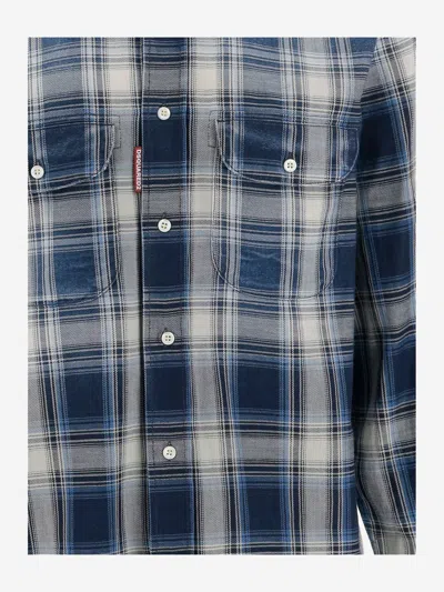 Dsquared2 Checked Pattern Shirt With Pockets And Collar In Multi