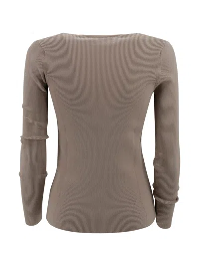 Weekend Max Mara Ribbed Knit V-neck Cardigan In Gray