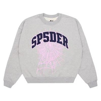 Pre-owned Sp5der Varsity Web Crewneck 'heather Grey' | Men's Size S In Gray