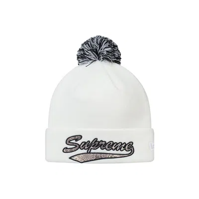Pre-owned Supreme X New Era Snake Script Beanie 'white' | Men's Size Onesize