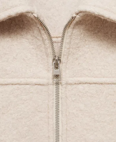 Mango Wool Blend Faux Shearling Field Jacket In Neutral