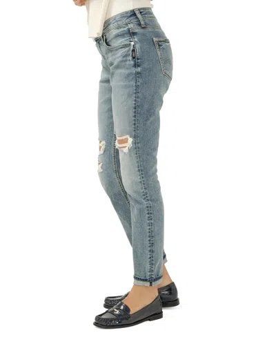 Silver Jeans Co. Women's Girlfriend Mid Rise Skinny Leg Jeans In Blue