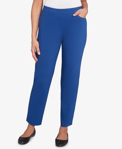 Alfred Dunner Women's Classic Allure Fitted Stretch Medium Length Pants In Blue