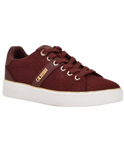Guess Women's Britz Low Profile Lace-up Sneakers In Brown