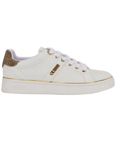 Guess Women's Britz Low Profile Lace-up Sneakers In White