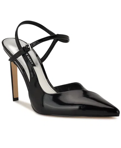Nine West Franka Ankle Strap Pointed Toe Pump In Black
