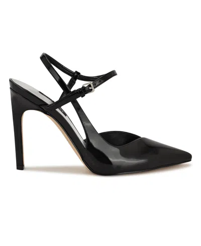 Nine West Franka Ankle Strap Pointed Toe Pump In Black