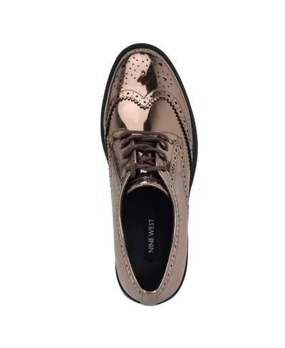 Nine West Women's Studey Lace-up Wingtip Oxford Shoes In Metallic