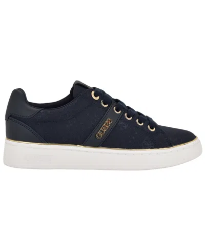 Guess Women's Britz Low Profile Lace-up Sneakers In Blue