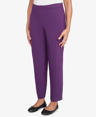 Alfred Dunner Women's Classic Allure Fitted Stretch Medium Length Pants In Purple