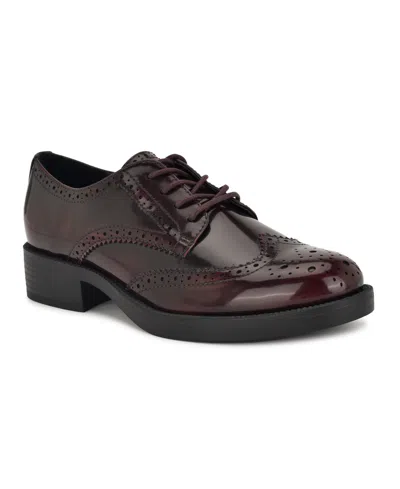 Nine West Women's Studey Lace-up Wingtip Oxford Shoes In Brown