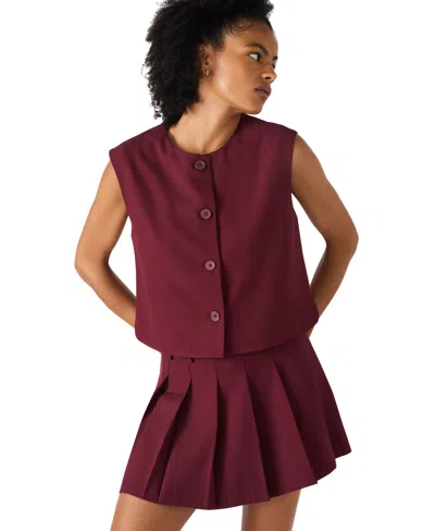 Steve Madden Women's Alessa Sleeveless Crew Neck Top In Burgundy