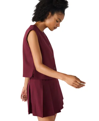 Steve Madden Women's Alessa Sleeveless Crew Neck Top In Burgundy