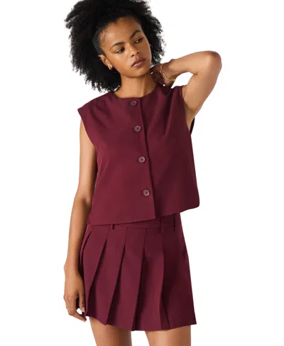 Steve Madden Women's Alessa Sleeveless Crew Neck Top In Burgundy