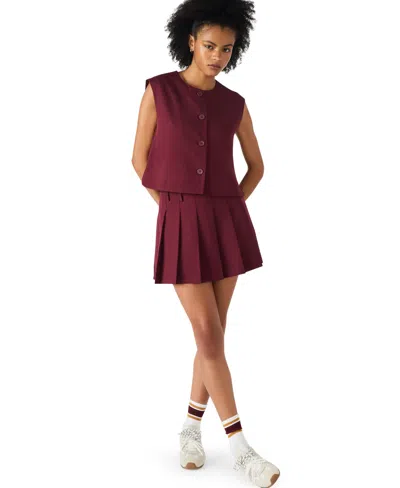 Steve Madden Women's Alessa Sleeveless Crew Neck Top In Burgundy